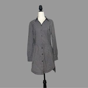 💜10💜 Midi Dress Gingham Plaid Black and White Buttondown Shirtdress Long Sleeve